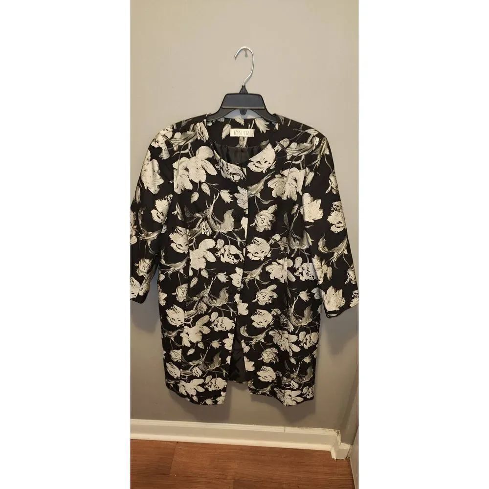 Kasper black and gray long jacket